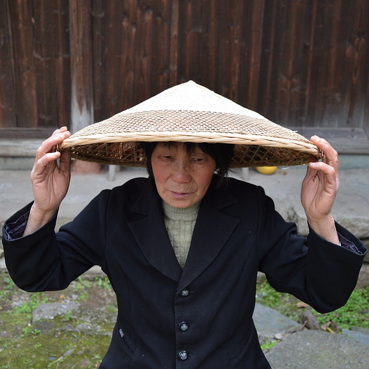 光格湘西竹编大斗笠白纸无斗笠遮阳防晒斗笠湘西斗笠道具装饰摆设