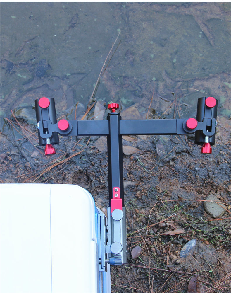 钓箱钓椅双炮台支架加厚铝镁合金万向双头双杆钓鱼竿架杆双炮台座ys双