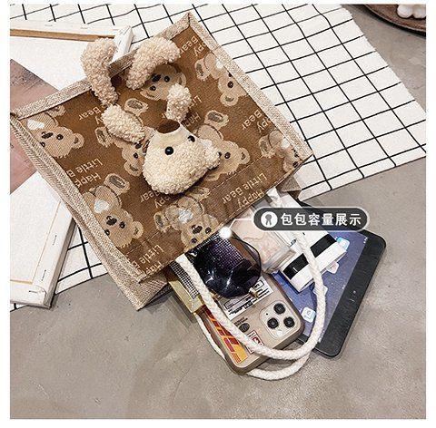 网红帆布包女手提包新款韩版卡通文艺手拎零食袋学生便当小包包奶牛