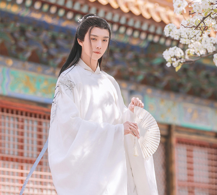 绘自然明制圆领袍汉服夏季白色古风男士情侣仙气男生套装中国风古装