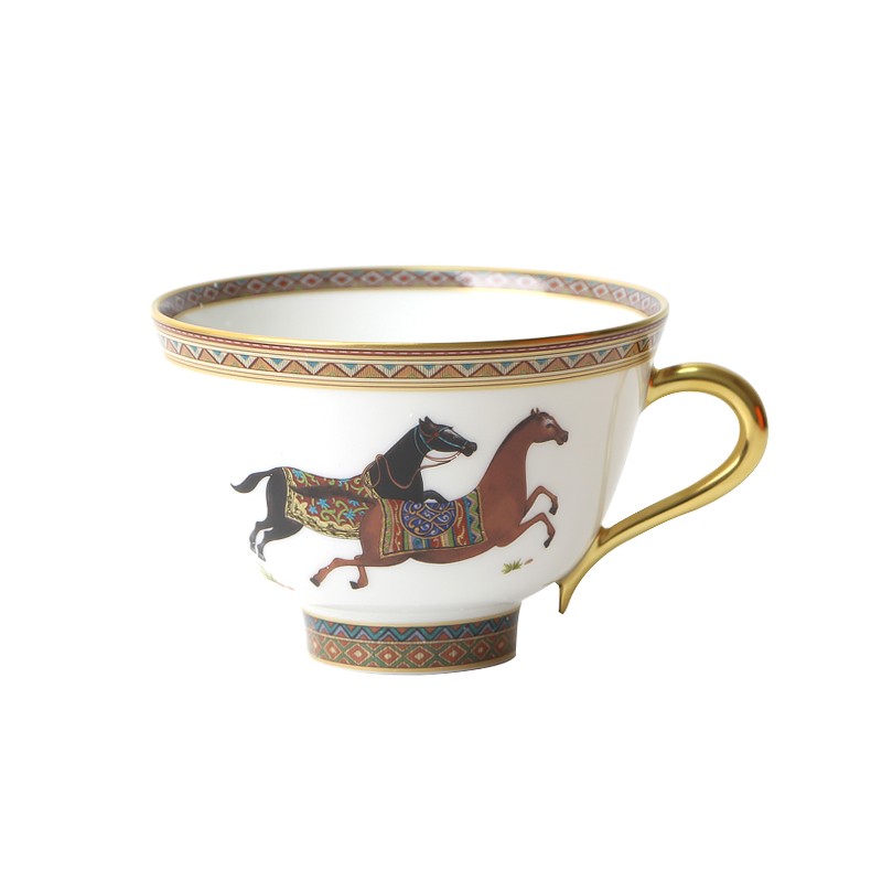 爱马仕hermes东方骏马茶杯与杯碟陶瓷咖啡杯230ml礼盒装预售圣诞节