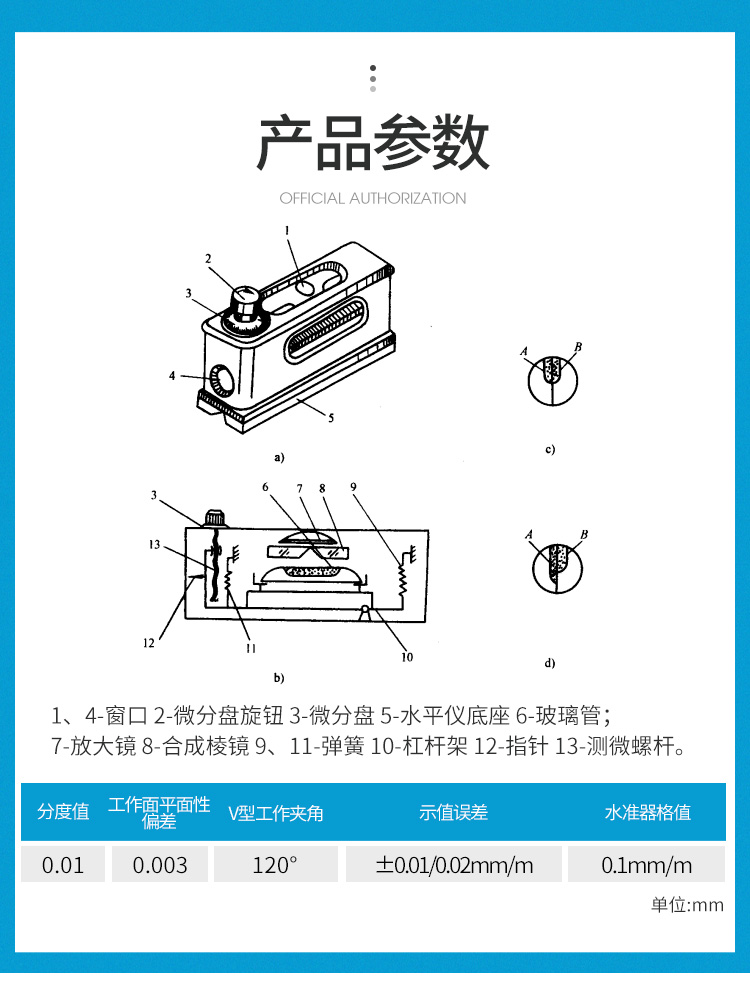 潍坊山光光学合像水平仪165hx-1高精度0.