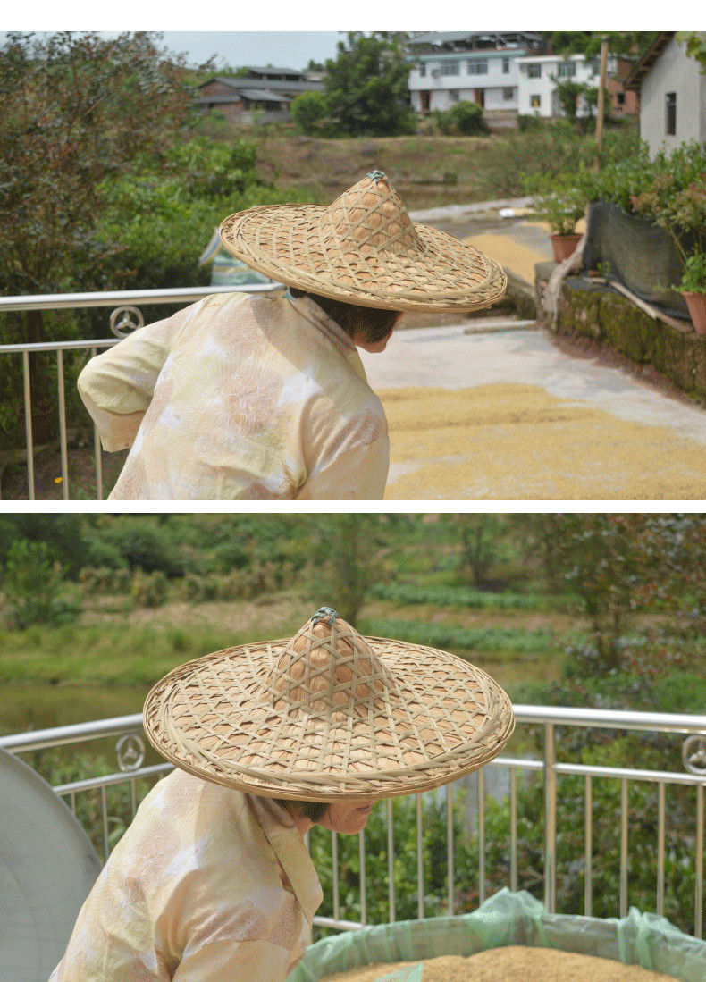 斗笠帽手工斗笠帽子竹编遮阳帽防雨防晒草帽装饰通用舞蹈演出道具红军