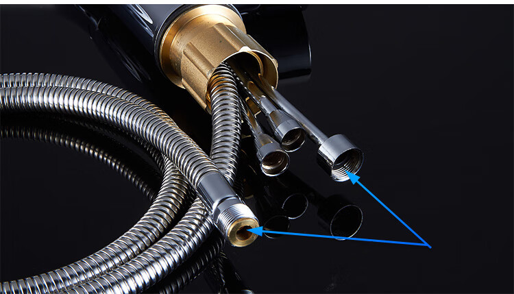 伸缩抽拉式水龙头软管配件面盆厨房喷头水管可插拔连接管抽拉管黑尼龙