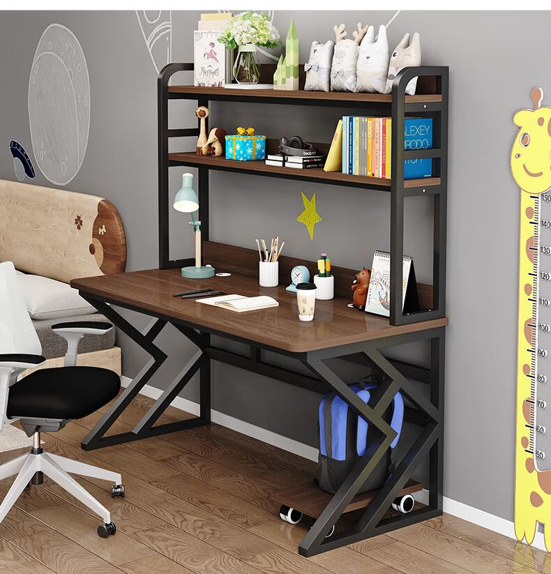 猎卡威成人书桌家用学生桌椅套装书桌书架一体成人卧室简易台式电脑桌