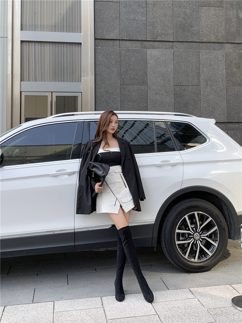 长筒靴大码女靴41一43过膝骑士秋冬加肥胖腿靴子卡其色加肥版绒里32