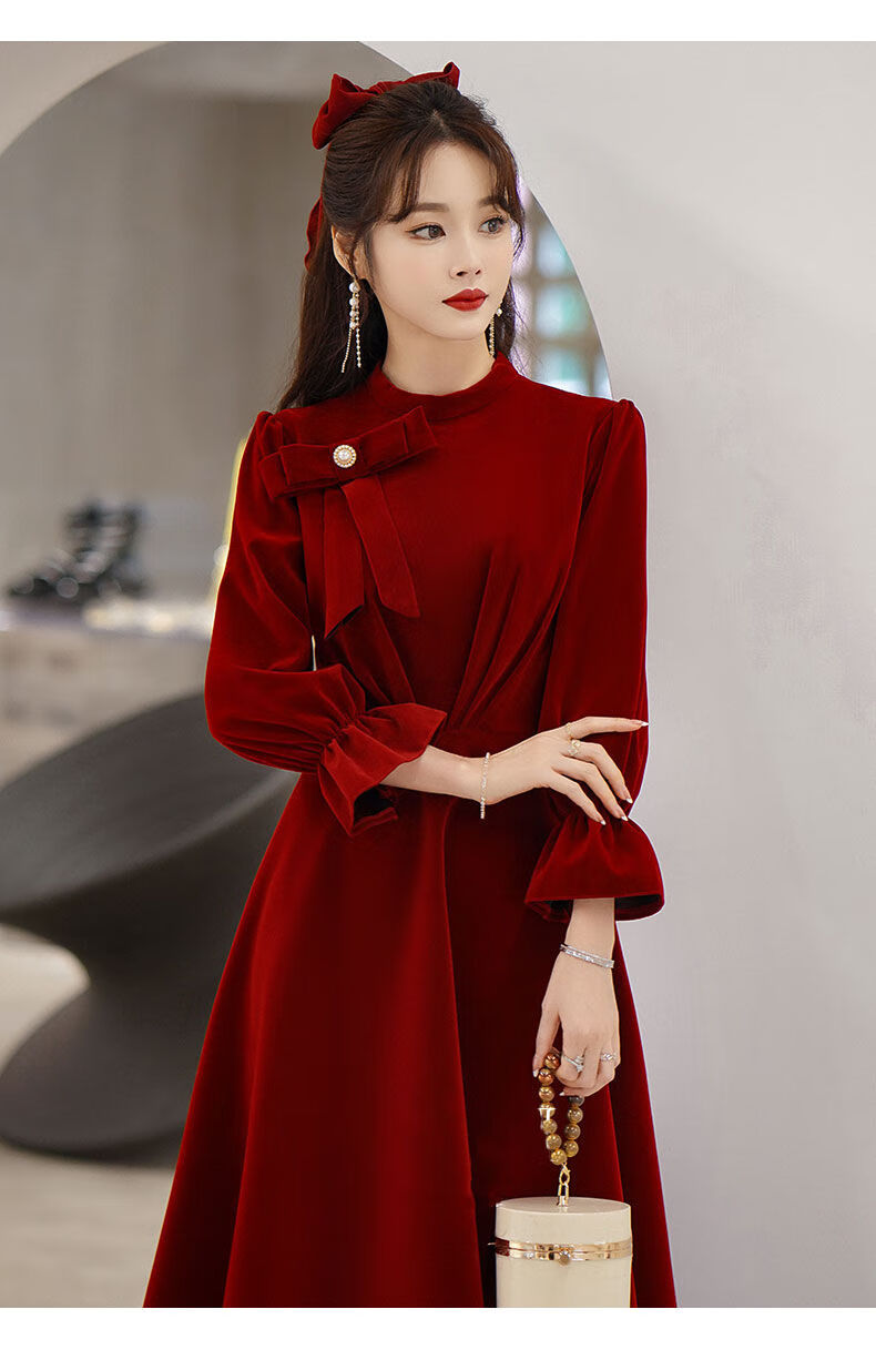 酒红色连衣裙 【显白 显瘦】 s【图片 价格 品