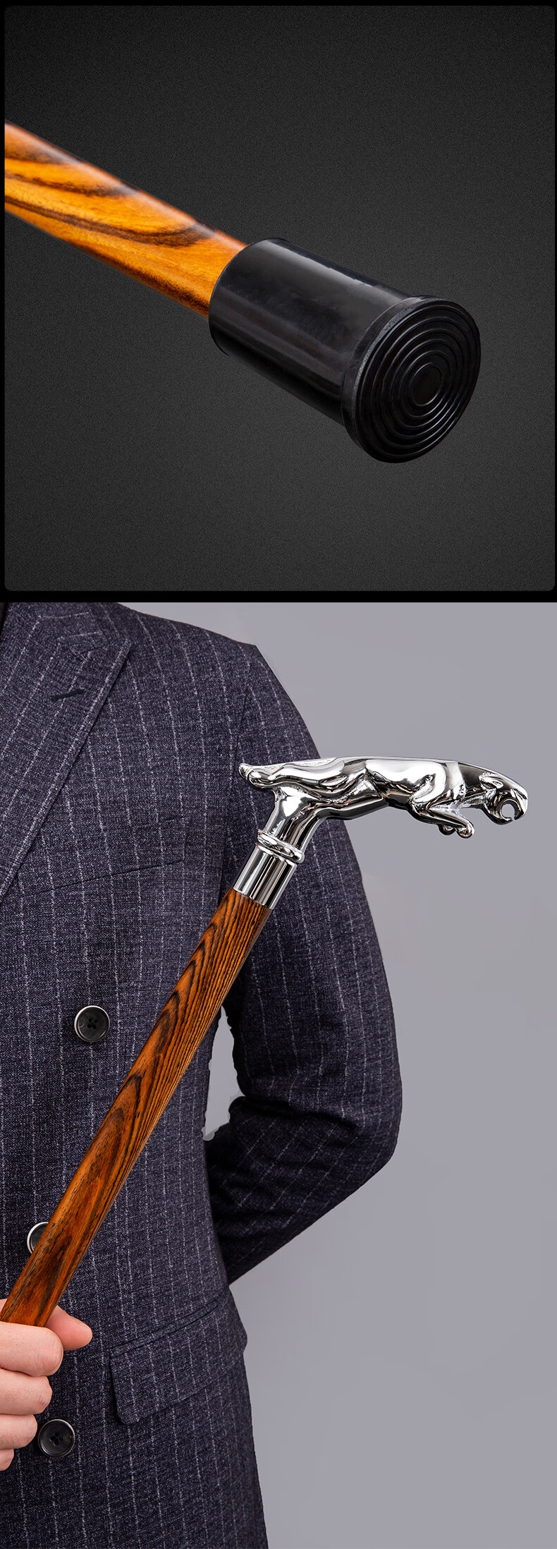 老人拐杖手杖实木豹头走秀手杖拐棍檀木f防滑拐杖礼品豹头款