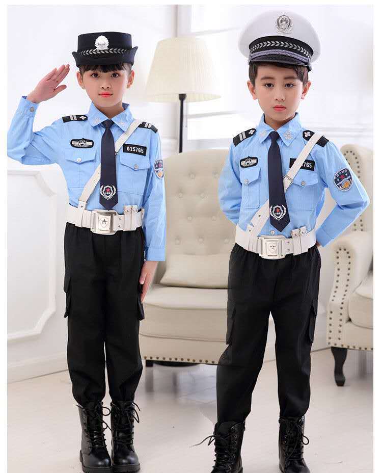 儿童警察的套装男童 警装公安小男孩军装警察表演服装警官工作服夏季