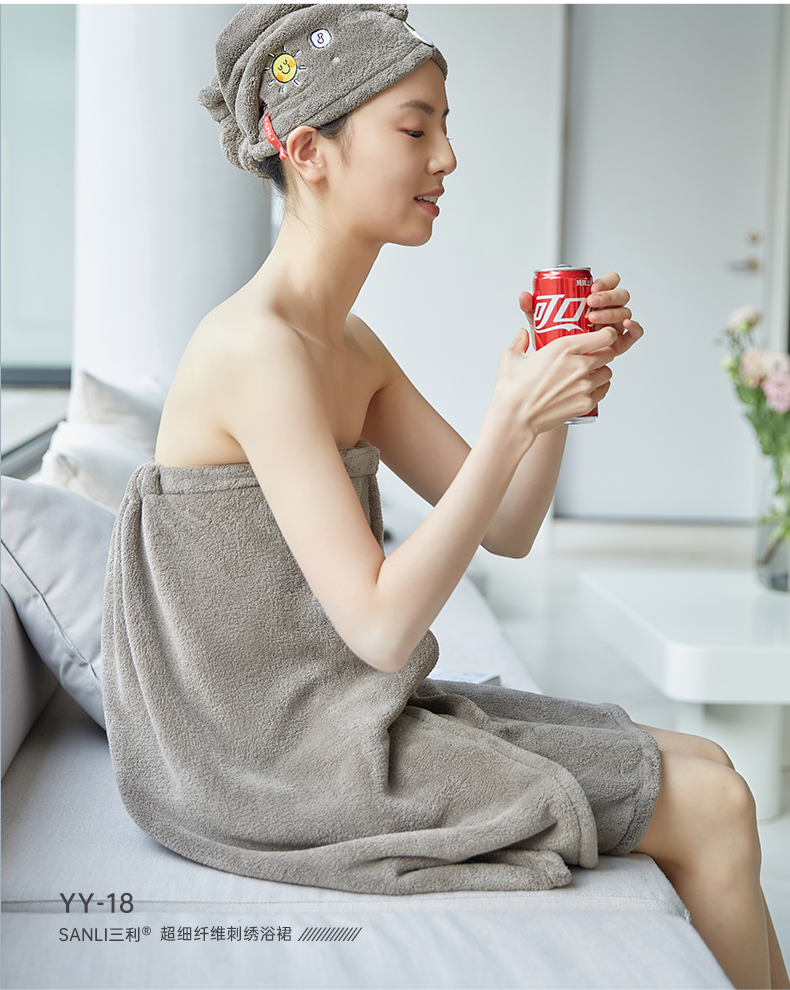 三利浴巾套装三利浴巾女可穿可裹比纯棉吸水速干大毛巾家用三件套2022