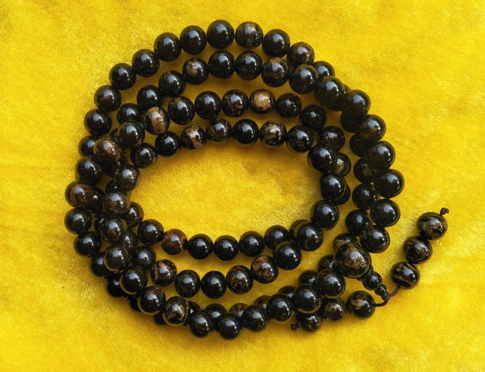 静黛 海铁树佛珠108珠天然全黑款海柳黑珊瑚海藤现货圆珠链送鉴定料