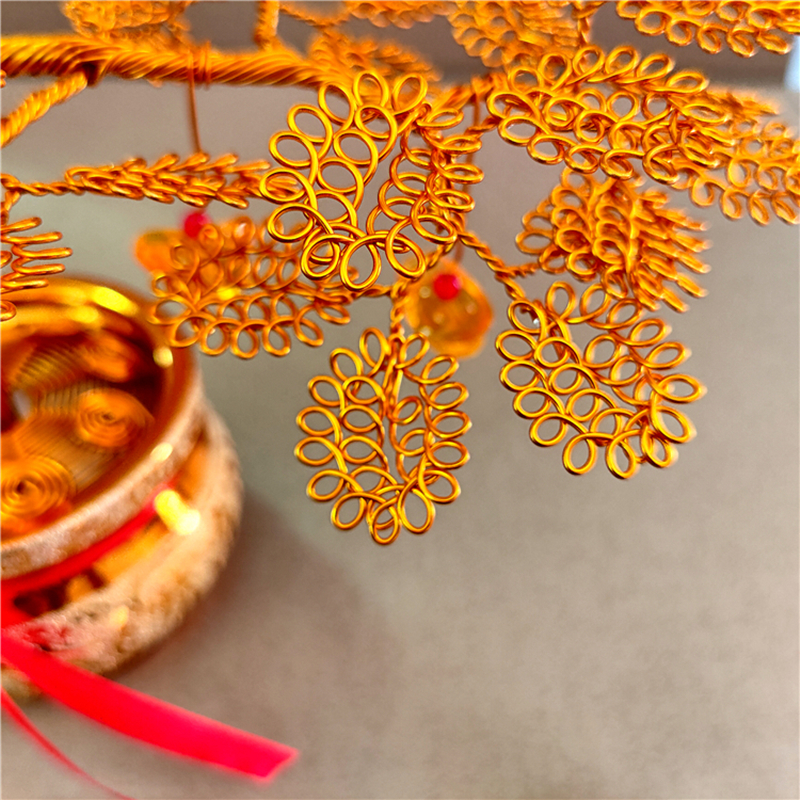 铜丝发财树手工抖音同款手工树摇钱树树装饰品摆件乔迁送礼编织工艺品