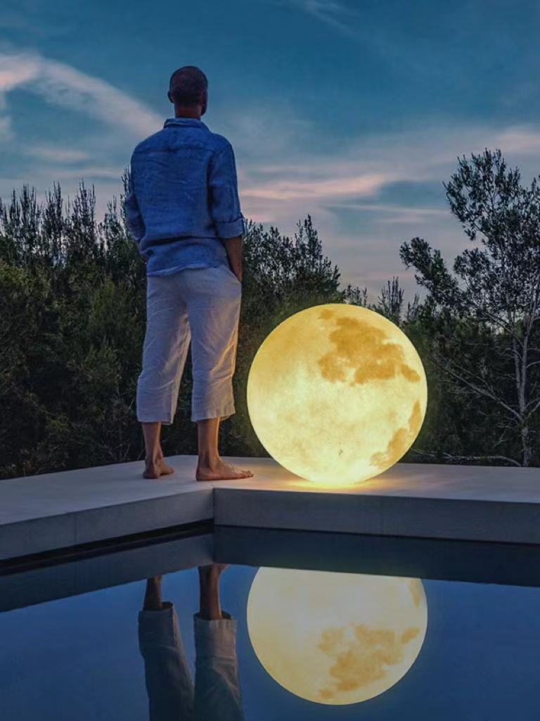 定制月亮网红月球灯落地灯 卧室客厅户外拍照圆球氛围床头灯 d400暖光