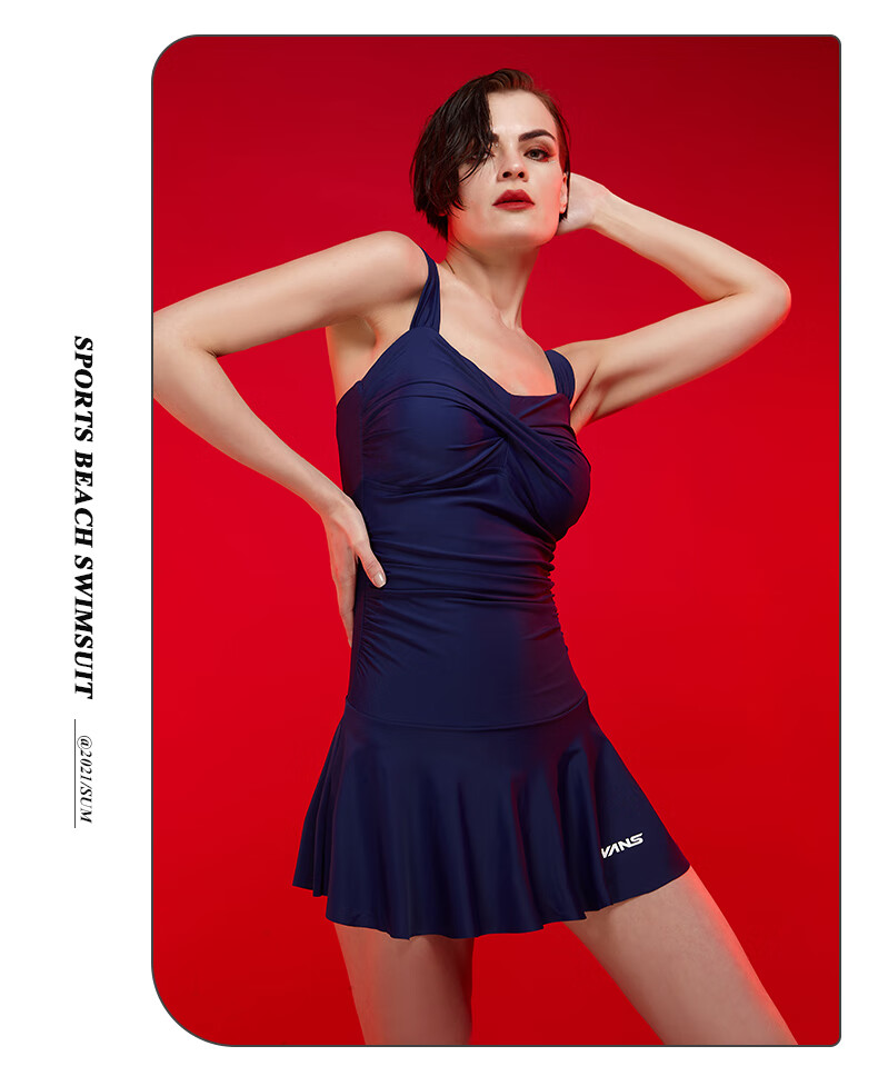 swans泳衣女夏季新款连体裙式游泳衣女遮肚显瘦大码女士泳衣温泉度假