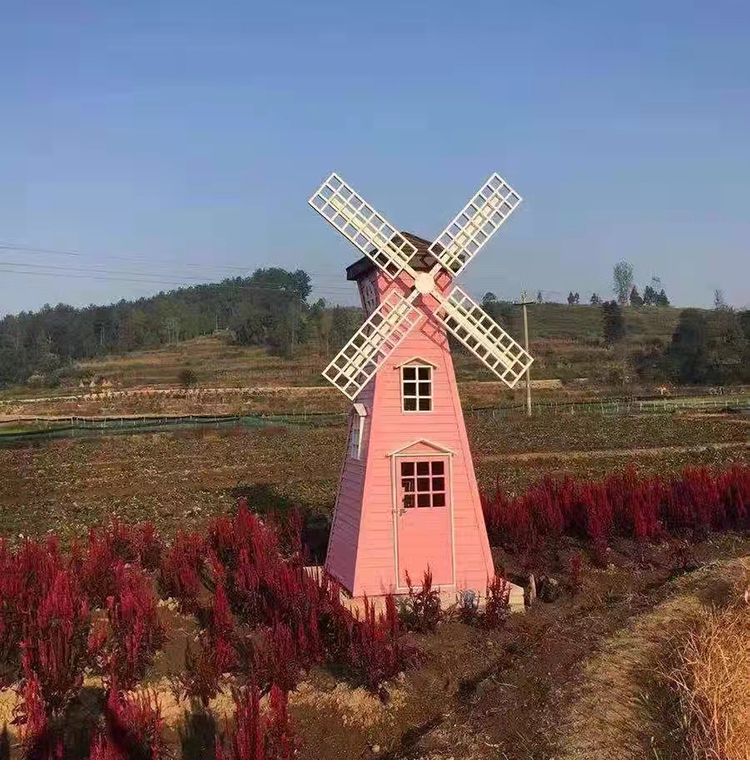 定制防腐木风车景观荷兰大风车户外实木风车防腐木荷兰风车户外木质