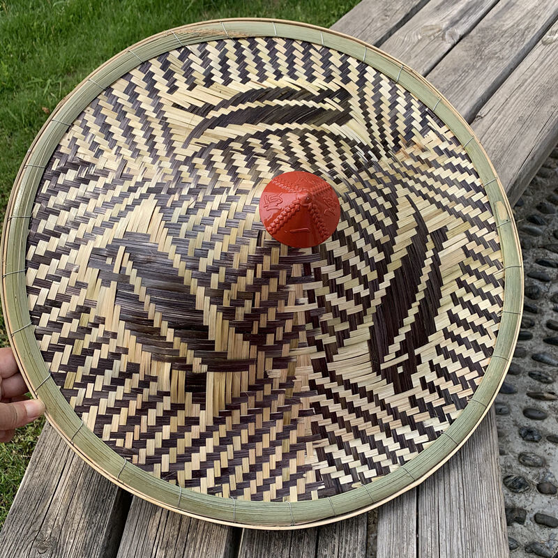 青衣麻相手工竹编鱼帽大檐遮阳帽大沿斗笠草帽装饰舞蹈道具钓鱼帽男