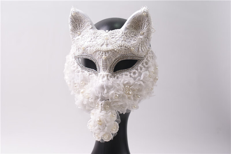 京石云 狐狸猫女面具唱歌成人假面罩万圣节化妆舞会派对舞台复古风妖