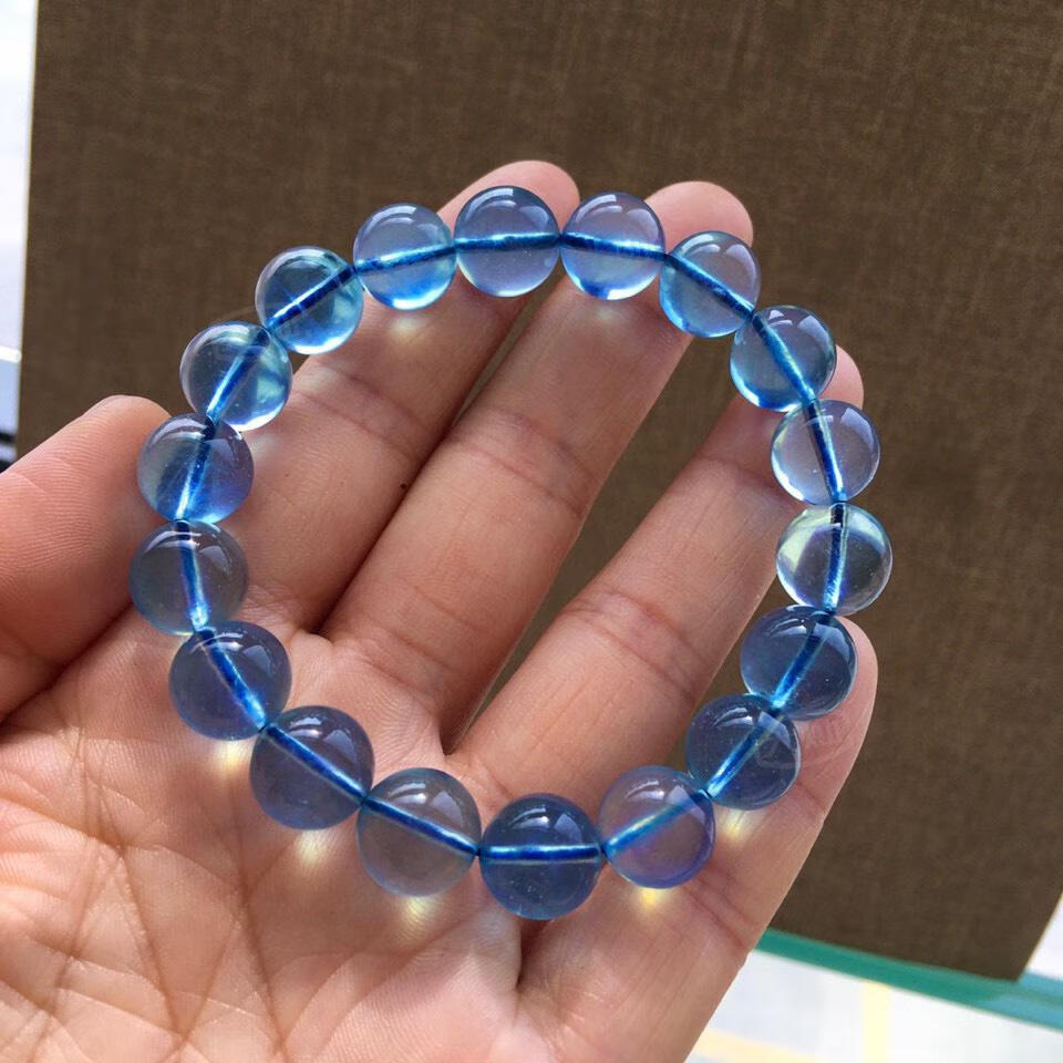 湛蓝色12毫米单圈蓝水晶圆珠手串送朋友实用虎年礼物规格12毫米重42克