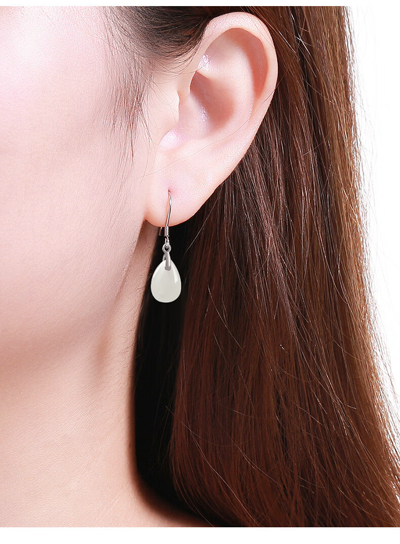 timeswind天然翡翠水滴冰种玉石时尚s925女款耳坠翡翠水滴耳坠