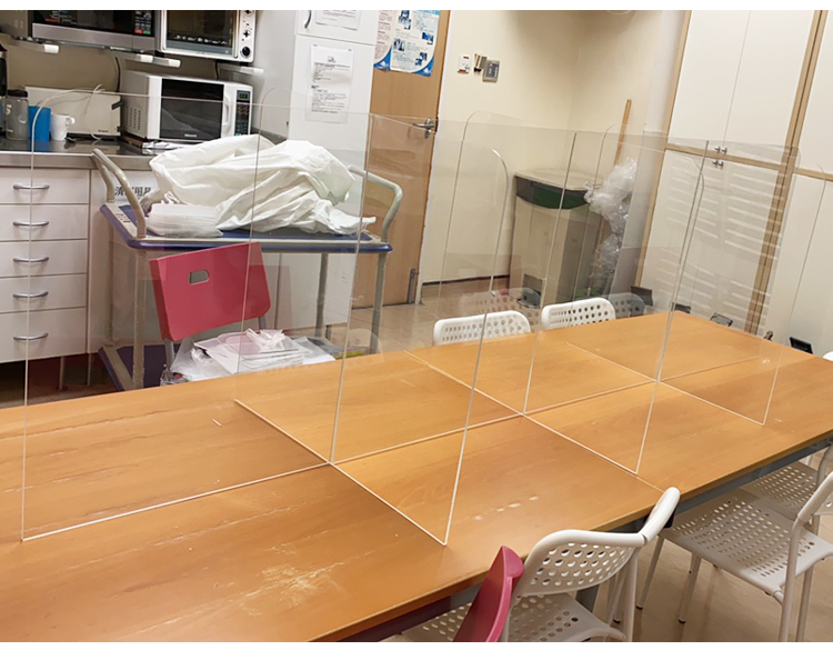 定制透明亚克力防飞沫挡板有机玻璃隔离板挡板防食堂餐桌隔板150cm