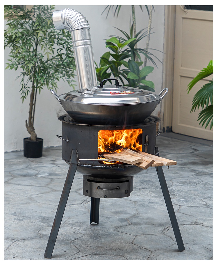 京选柴火灶家用烧木柴农村多功能柴火炉户外便携大锅台移动土地锅无烟
