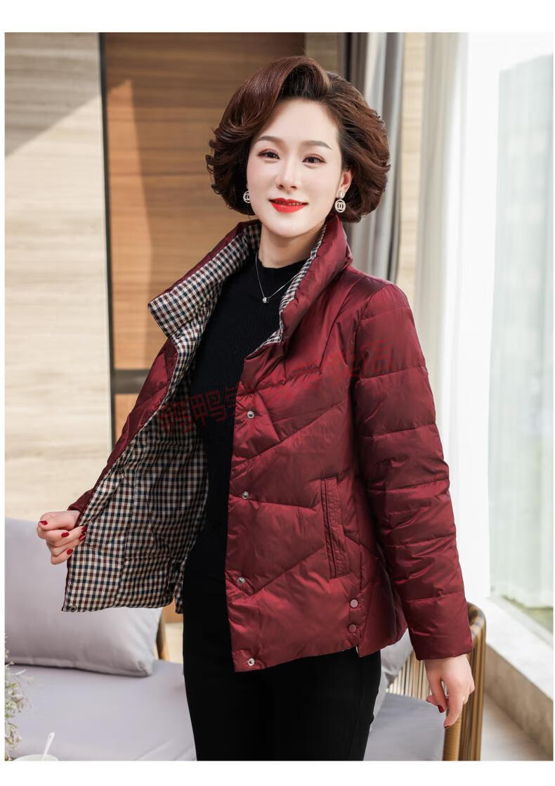 鸭鸭yaya品牌官方矮个子加厚中年妇女小个子冬季羽绒服短款中年妈妈