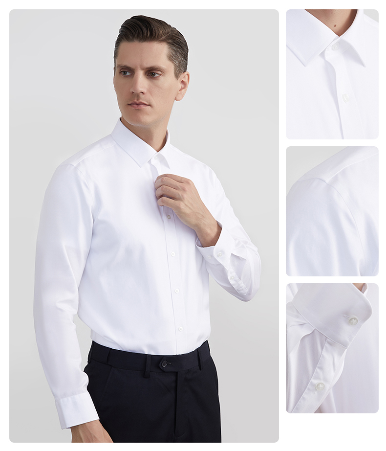 busen/步森成衣免烫长袖衬衫男2021春季新款商务正装衬衣 白色 43