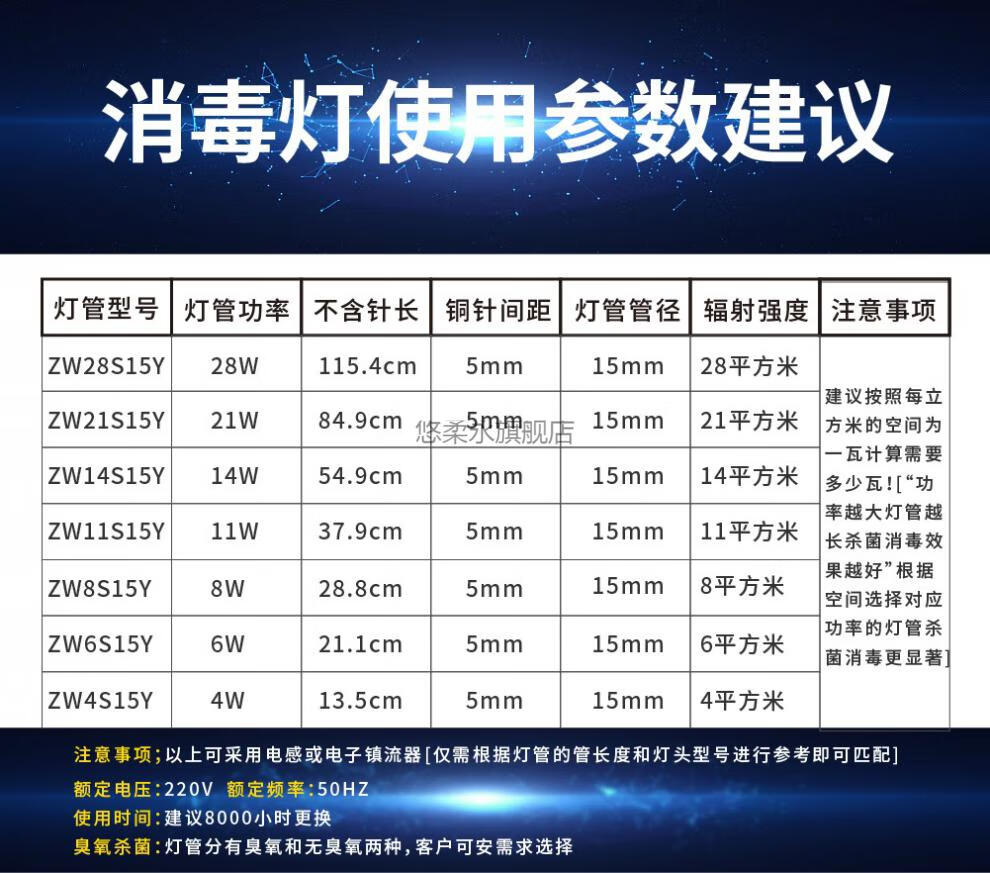 新亚特紫外线杀菌灯新亚特t8高臭氧紫外线消毒灯家用灯管医院传递窗