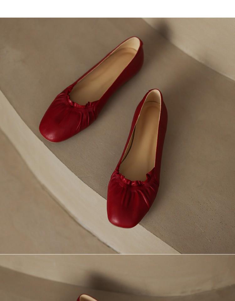 尊士烟斗女鞋平底单鞋女2022春新款浅口芭蕾舞舞蹈鞋时尚软皮面玛丽珍