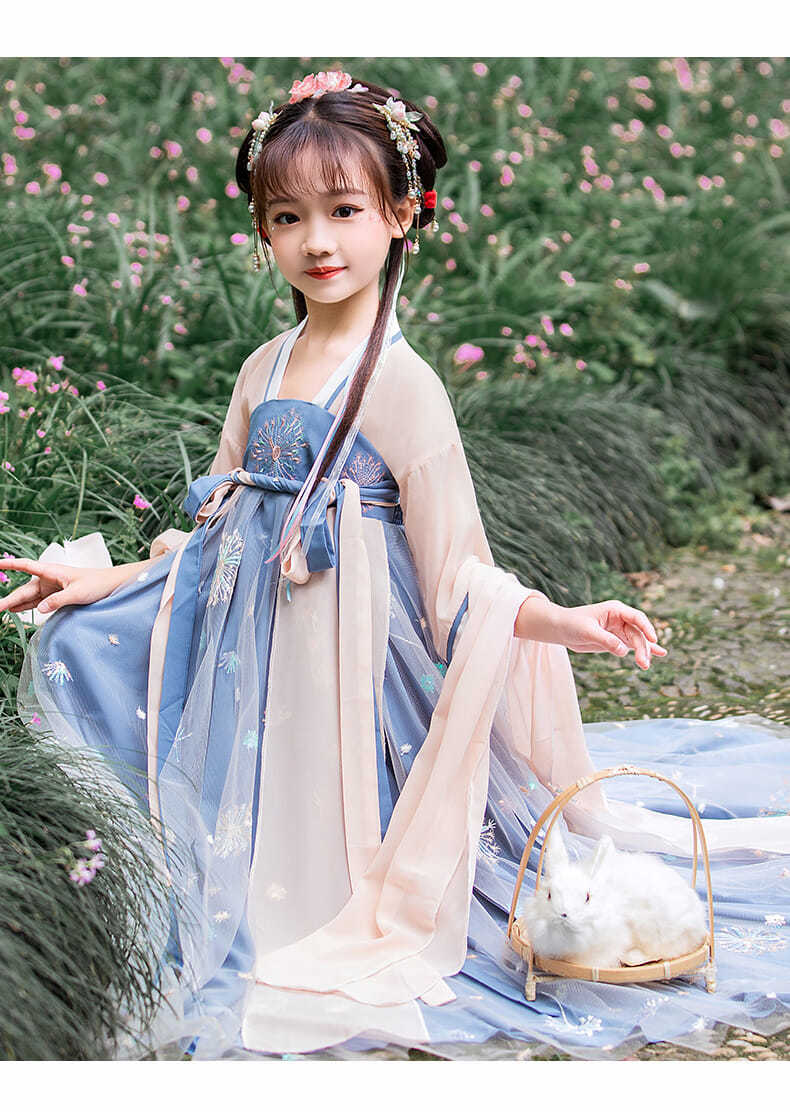 栀洁汉服女童连衣裙新款薄款公主超仙儿童古装小女孩夏装蒲公英蒲公英