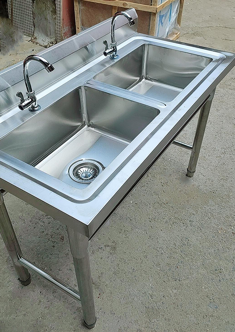 不锈钢水池商用厨房水槽304家用单双槽饭店食堂洗菜盆洗碗洗手池单槽