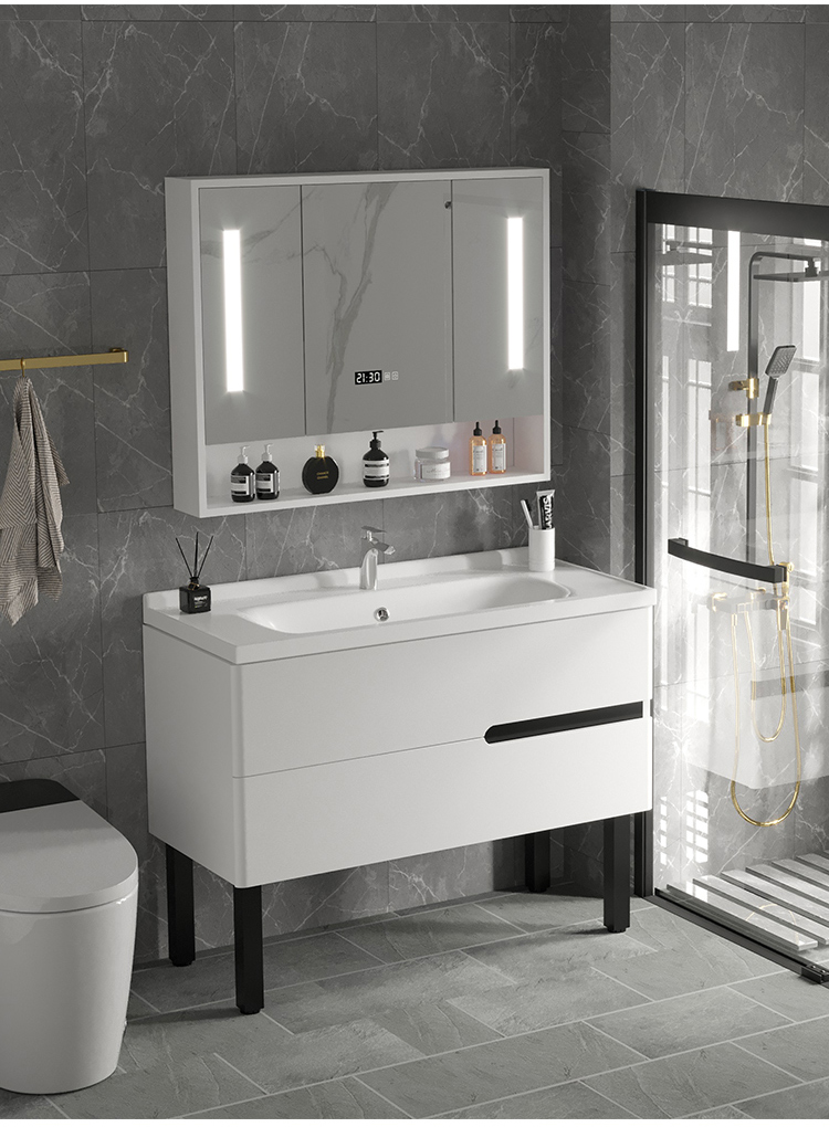 九牧实木浴室柜镜柜组合陶瓷盆一体卫生间洗漱台洗手盆柜洗脸盆柜70cm