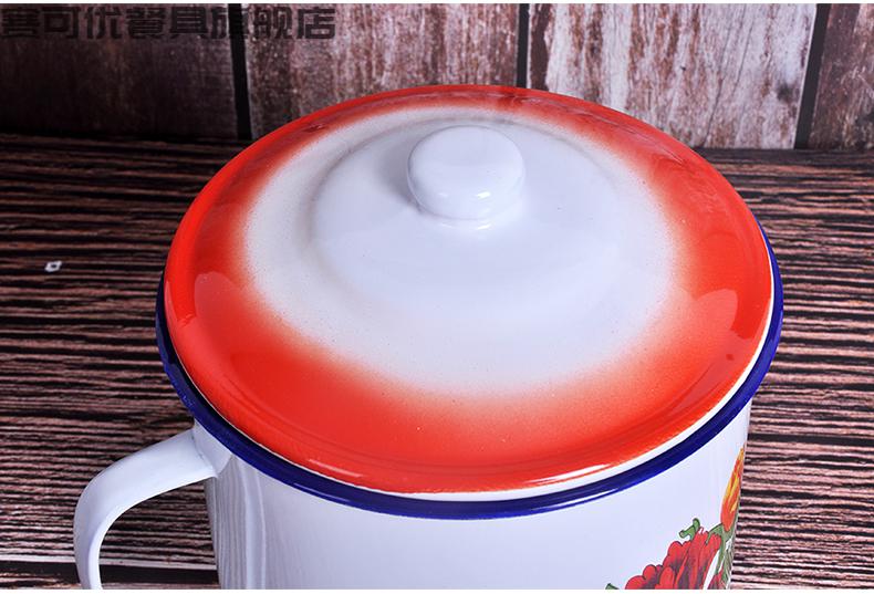 搪瓷缸老式大茶缸大号搪瓷杯带盖茶缸子怀旧老式大号特大超大容量水