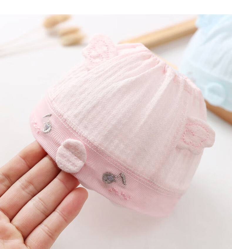 uhfq儿童睡帽婴儿帽子春夏薄款新生儿空顶帽男女宝宝透气薄款初生儿