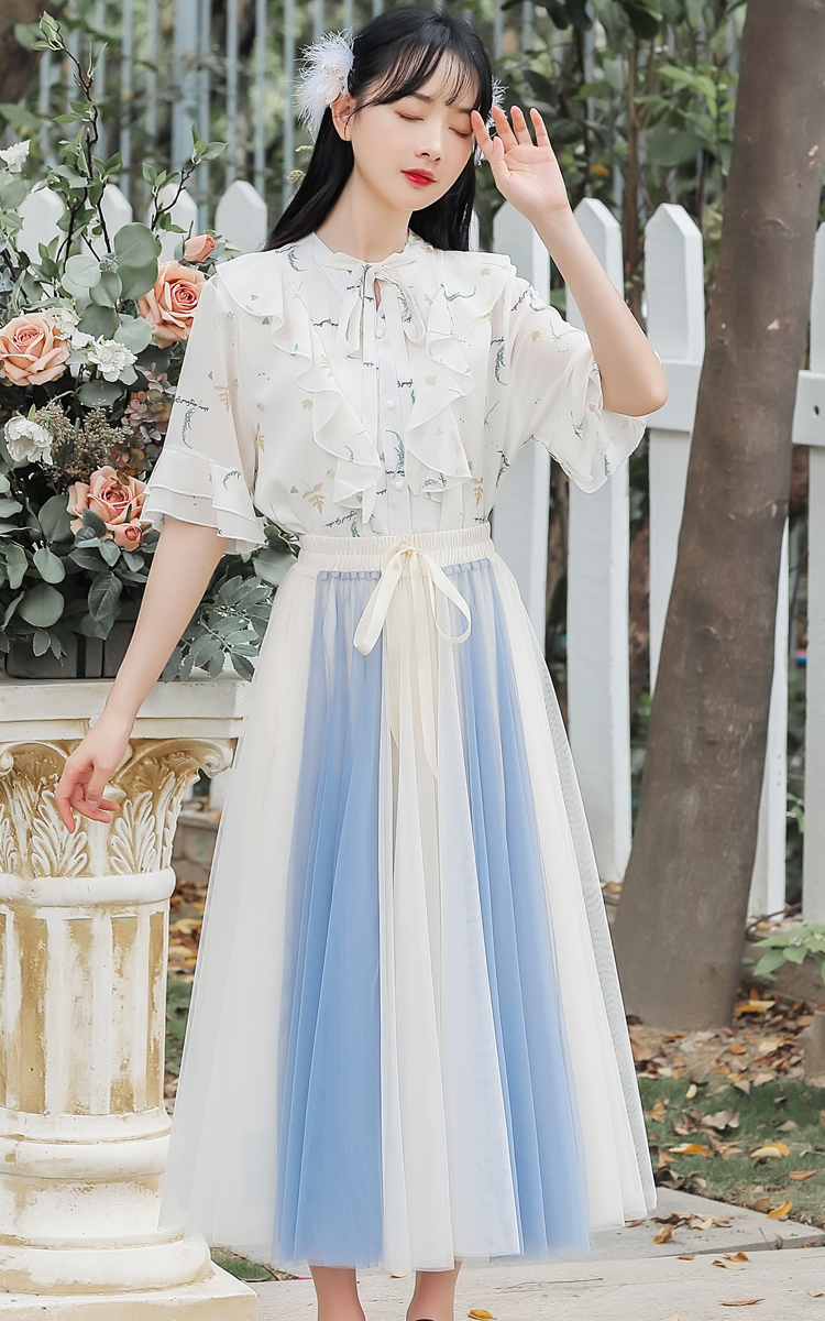 夏天学生初中生少女长裙连衣裙套装裙子仙女超仙气森系裙子2022新款