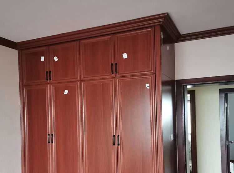 客厅卧室吊顶衣柜顶角线帽头木线条天花板阴角线装饰条石膏线 柚木色