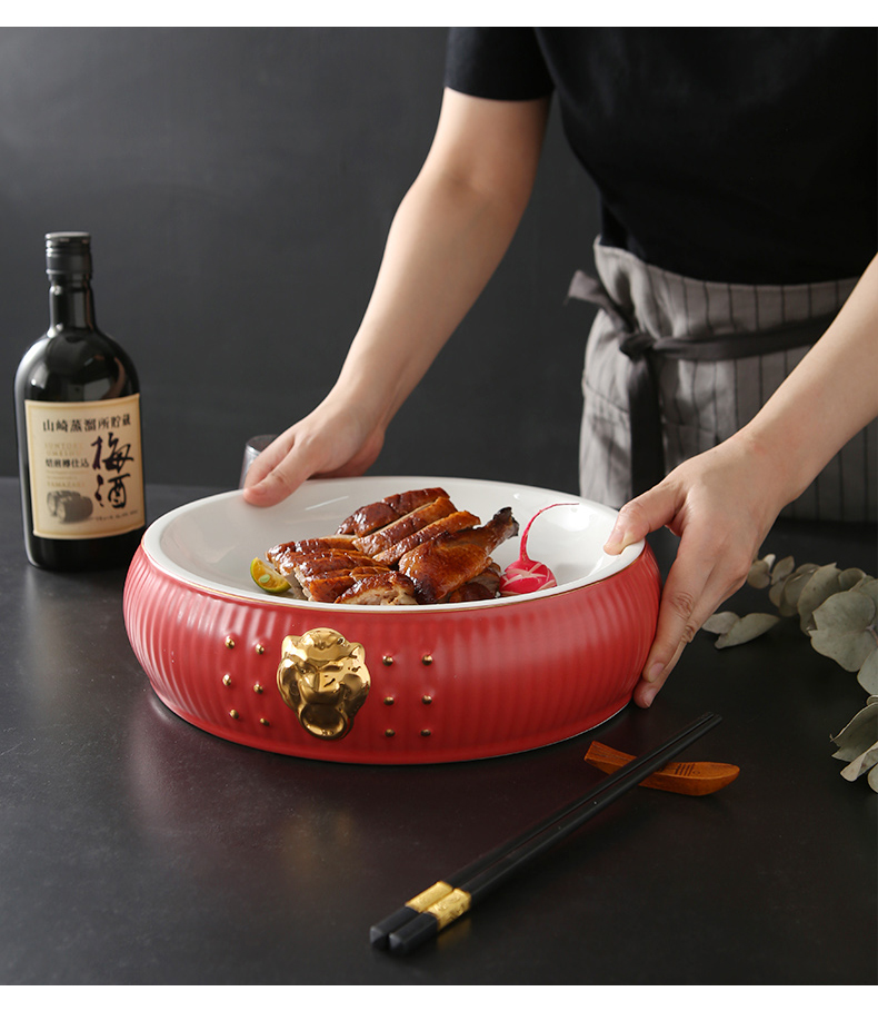 新中式古典会所熟食展示盘酒店餐厅明档陶瓷餐具特色意境摆盘托盘 10