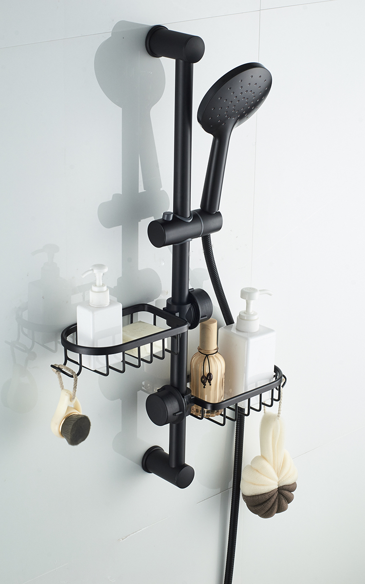 浴室花洒置物架厨房龙头置物架免钉架太空铝挂架沥水架 银色【图片