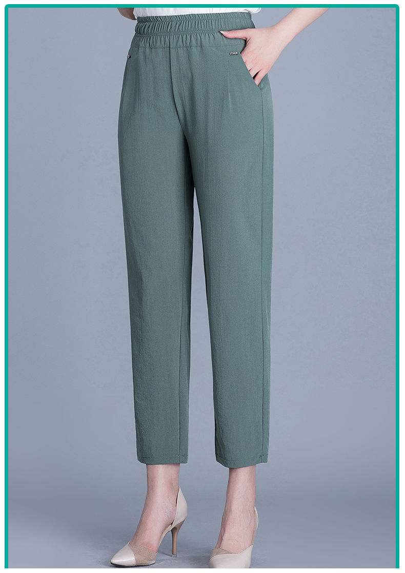 女士七分裤夏款中年冰丝裤七分裤夏季薄款裤子女九分奶奶夏凉裤装夏天