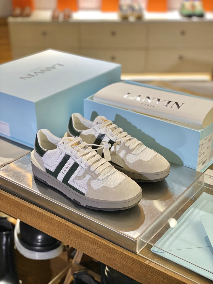 【潮流男性】lanvin浪凡鞋浪凡男女鞋复古拼色系带休闲运动鞋平底板男