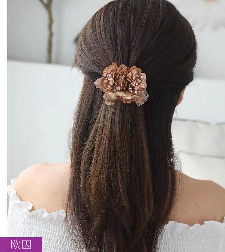 欧因 头绳妈妈款韩式感百搭优雅2022甜美发圈马尾皮筋气质头花 fq0010