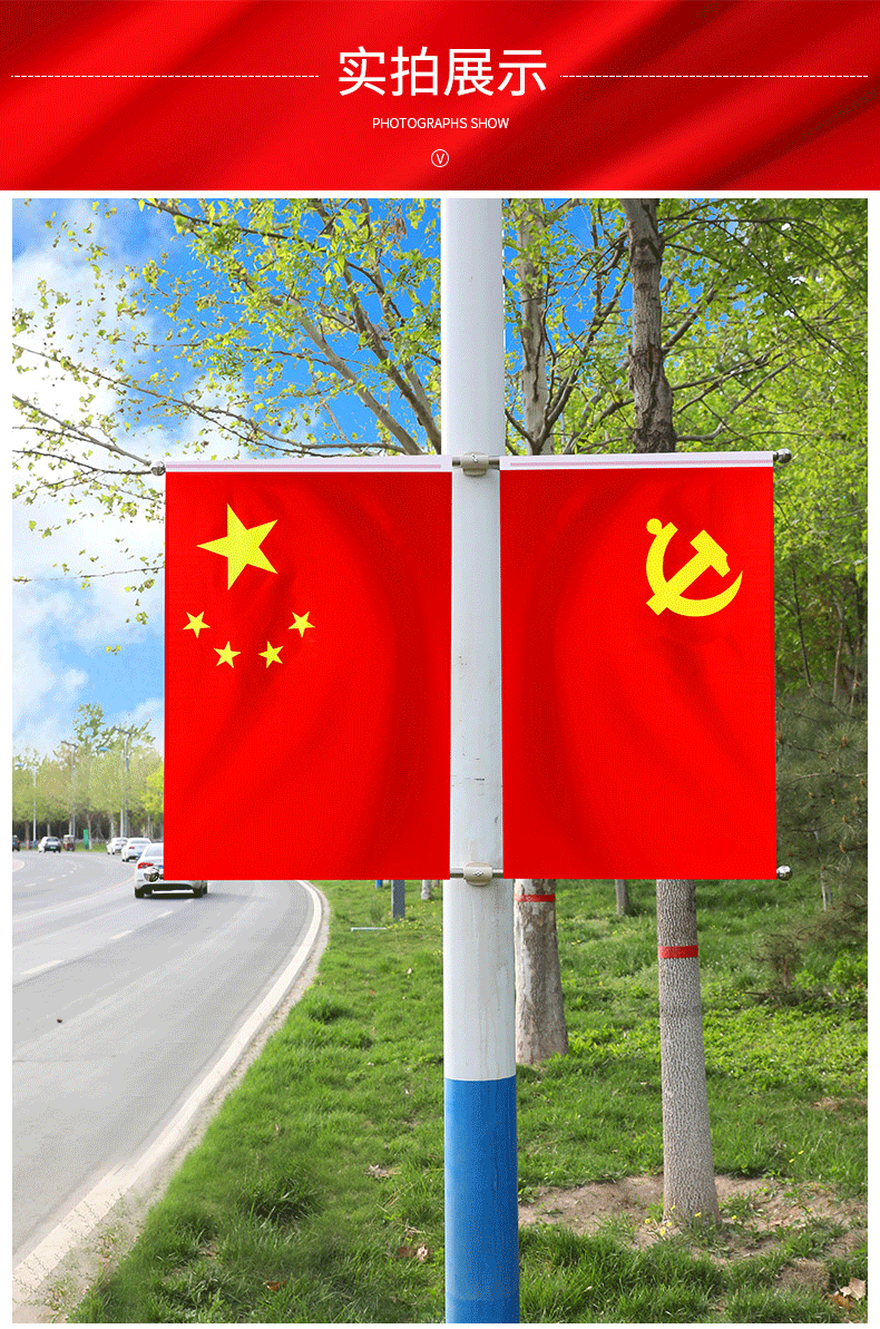 五号中国12345号五星红旗v型工型斜插旗杆小中大号户外大红旗 5号党旗