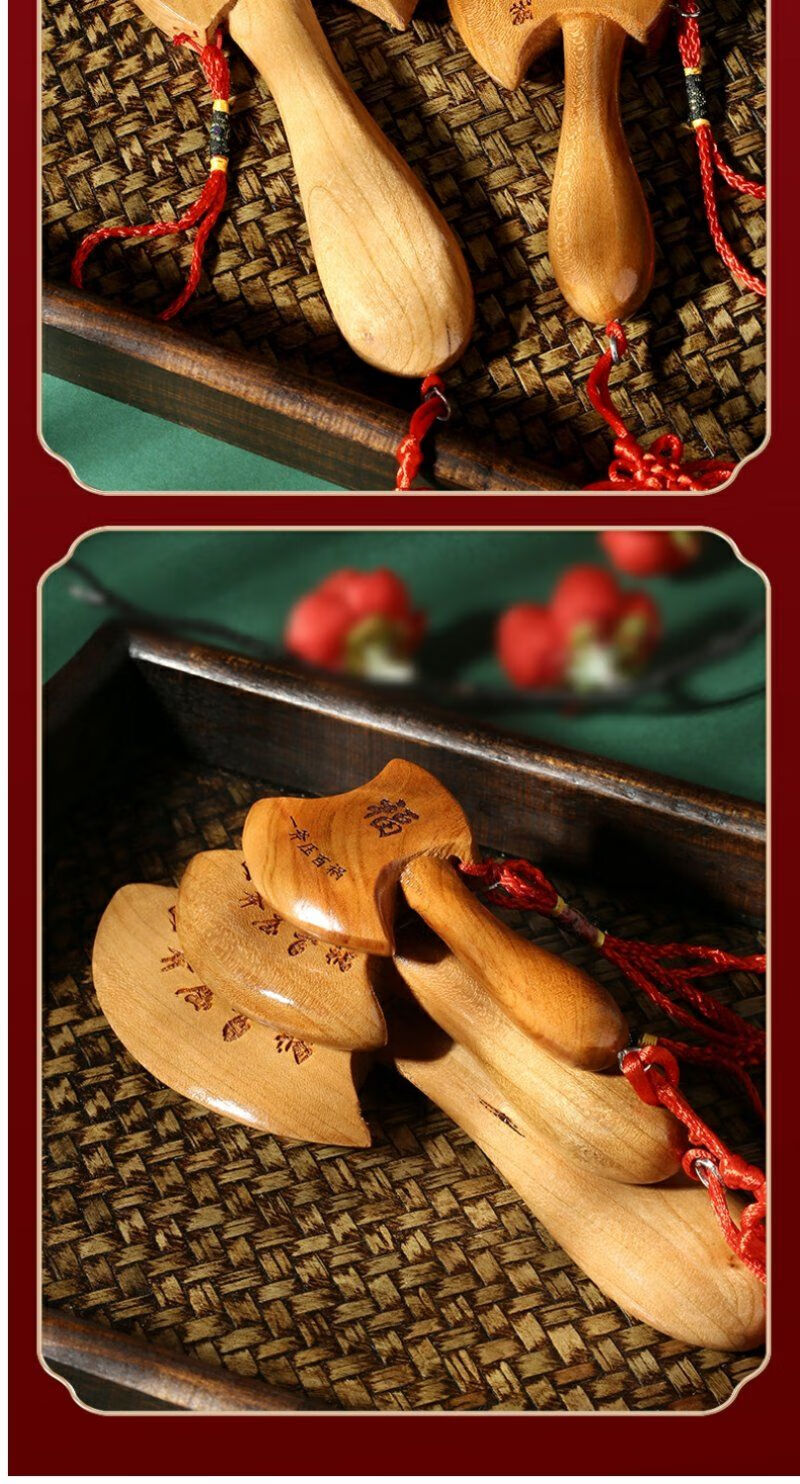 蕊杰桃木斧子挂件小斧头结婚坐福搬家乔迁家居客厅五帝钱礼品随身 配