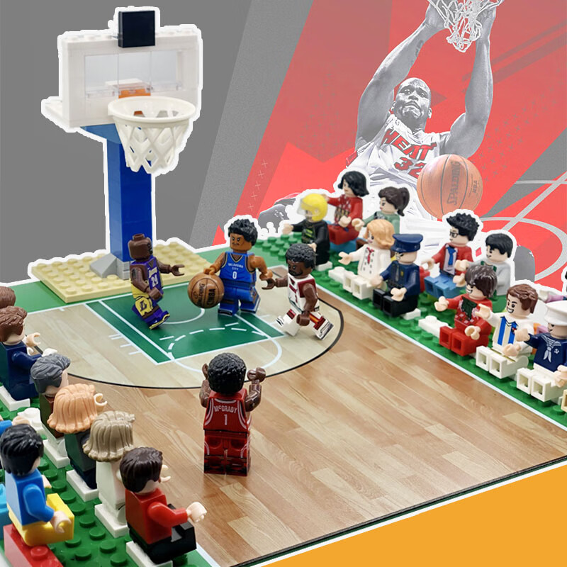 篮球nba观众看球赛姚明库里科比詹姆斯拼装积木人仔 9款nba人仔【图片
