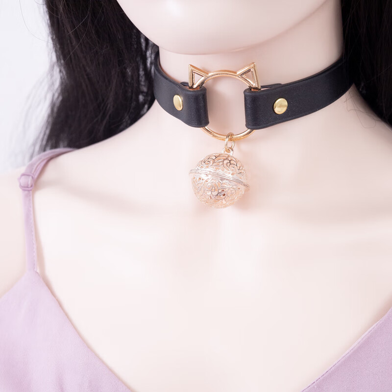 项圈sm刻字猫咪宫铃定制女人用牵引人戴拘束女生定制手工外出 项圈