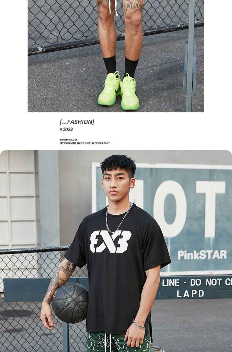 3x3篮球短袖男投篮训练服速干透气薄款夏季圆领运动t恤健身美式女3x3