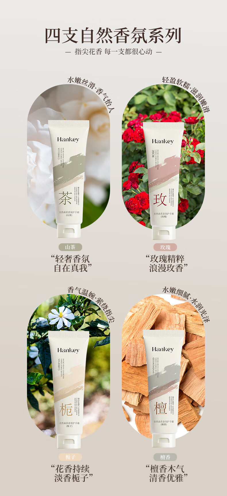 韩纪自然森系香氛护手霜80g防干裂滋润保湿玫瑰檀香护手霜高颜值 烟酰胺护手霜50g