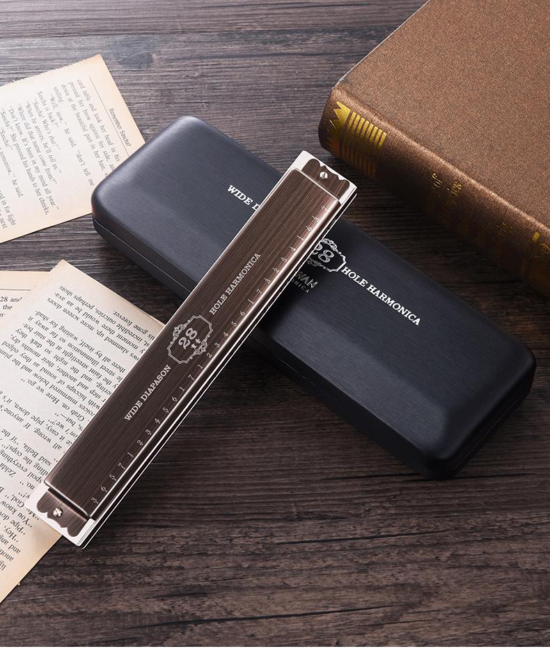 德国进口高端口琴德国原装进口音簧28孔复音口琴高端成人演奏级初学者