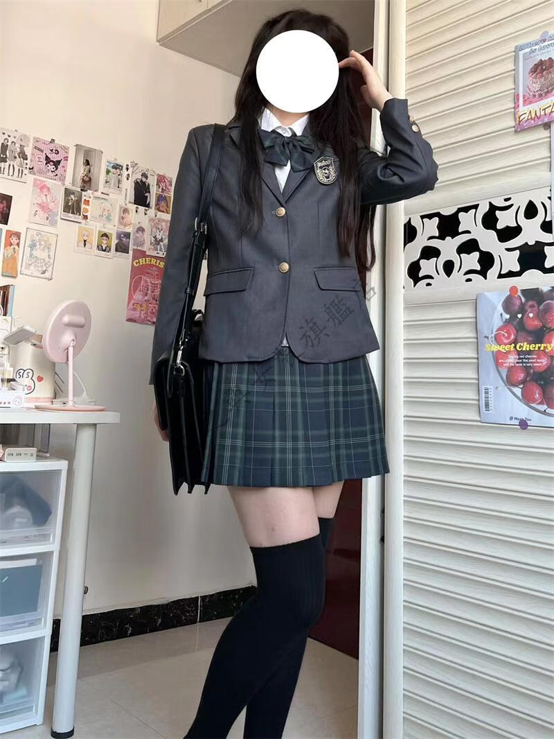 【秋上新】小田町jk原创设计西装格裙毛衣背心刺绣衬衫全套制服秋冬jk