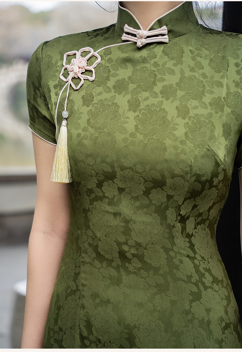 mlcriyg绿色改良旗袍2022年新款夏季年轻款少女民国风复古中国风气质